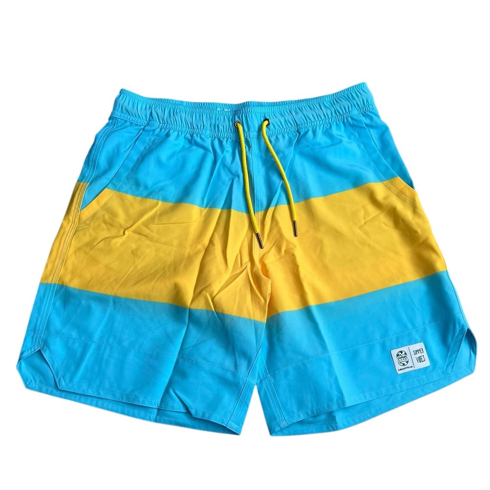 Mens No Mesh Swimming Swim Shorts Trunks Small Blue Yellow